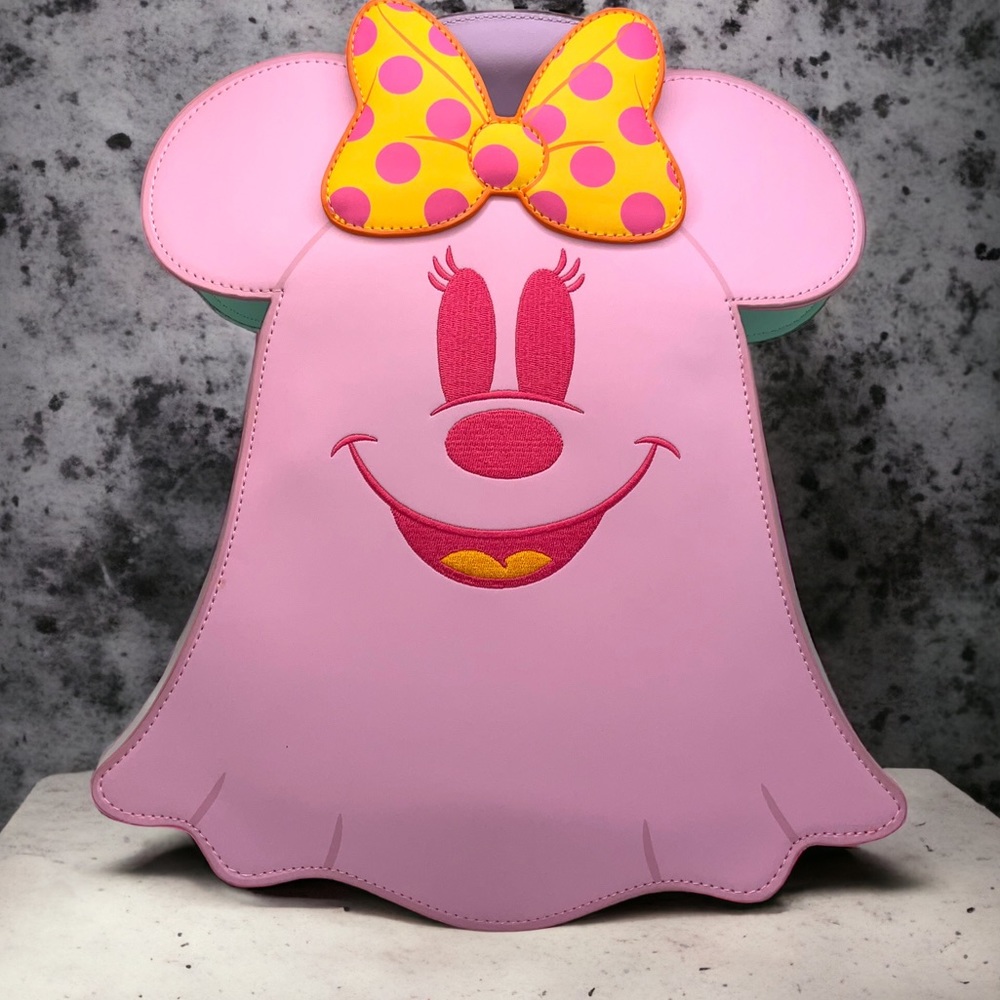 Pastel Ghost Minnie Mouse Glow-in-the-Dark Backpack and Matching Zip Wal… - Picture 4 of 9